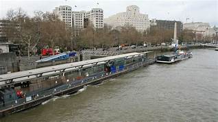 Uber boat from Embankment Pier to Woolwich {Royal Arsenal} then 6 mile Walk.